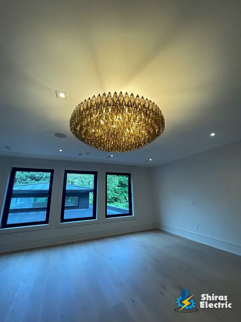 Gold ceiling fixture & screens