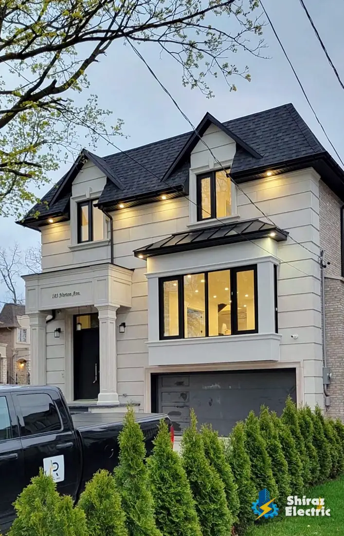 Exterior lighting at dusk